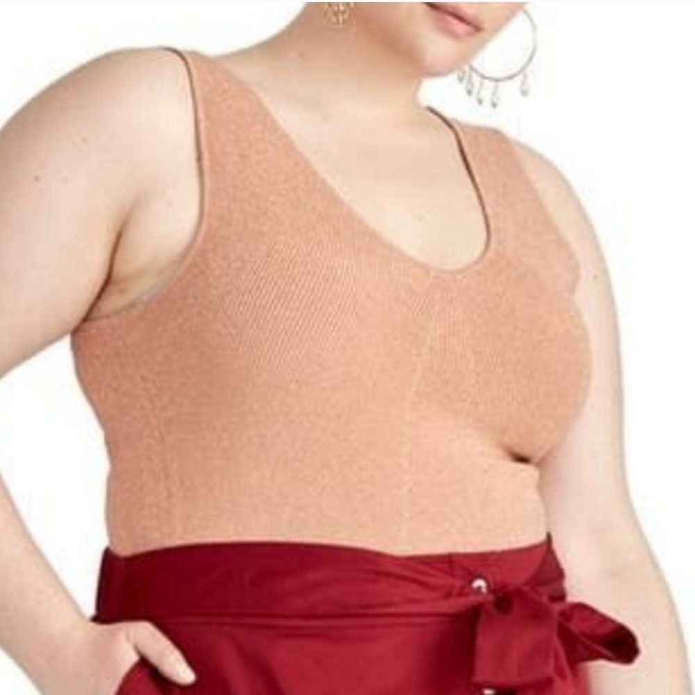 RACHEL Rachel Roy‎ knit tank top metallic rose gold size XXL